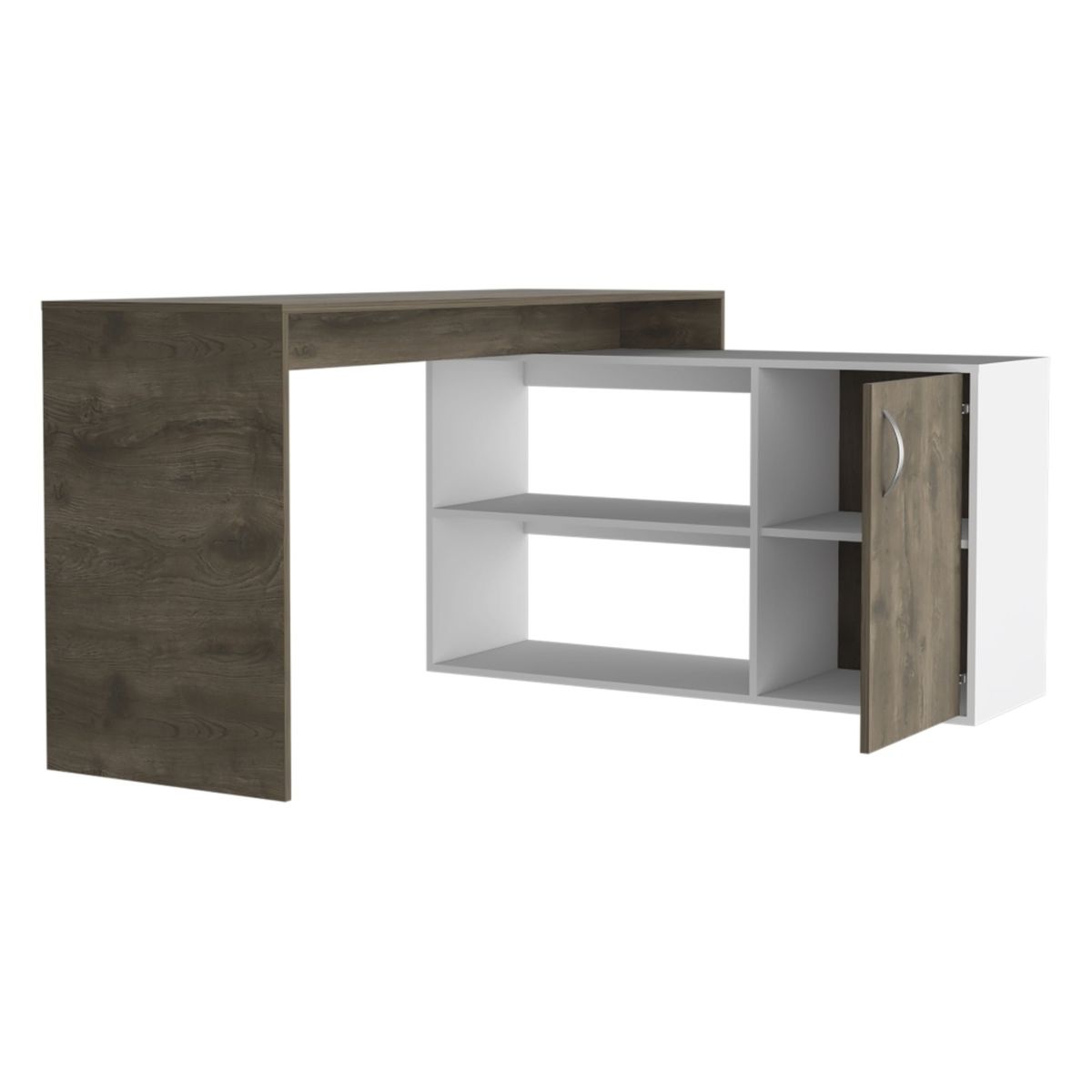FMFURNITURE - Escritorio - Café Oscuro y Blanco 76.5x151.5x116.5 cm…