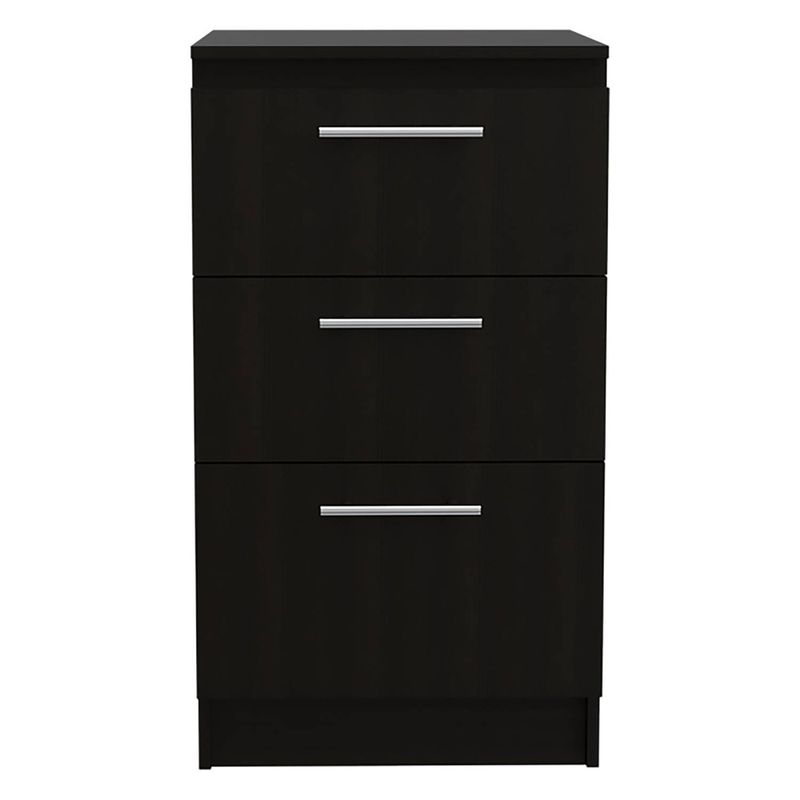 FMFURNITURE - Mueble Base de Cocina 3 Cajones Negro 90x50x50 cm
