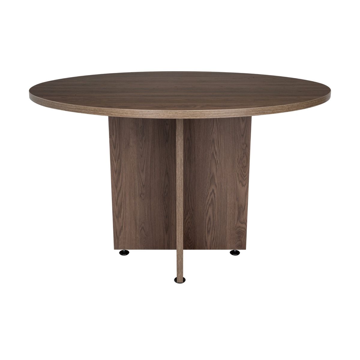 FMFURNITURE - Mesa De Reunion Redonda - Negro y Coñac 75x120x120 cm