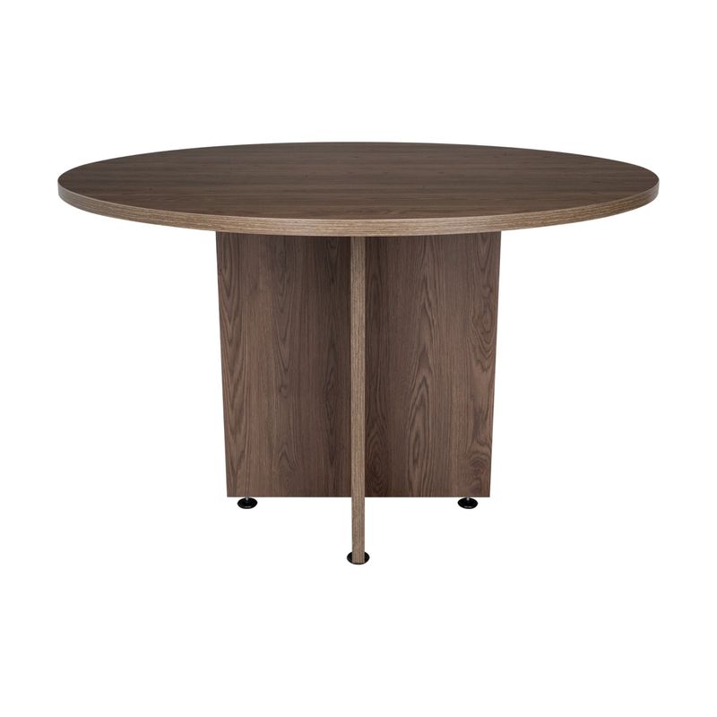 FMFURNITURE - Mesa De Reunion Redonda - Negro y Coñac 75x120x120 cm