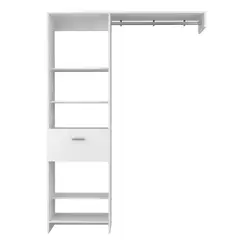 FMFURNITURE - Closet 1 Cajón 5 Repisas - Blanco 210.6x150x41.5 cm