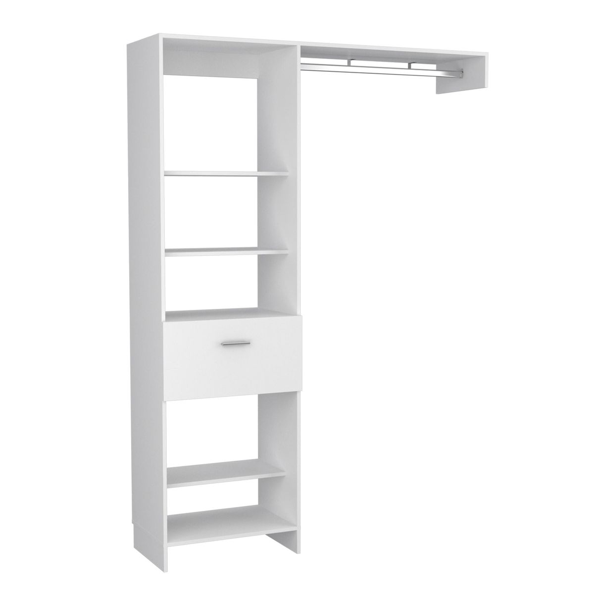 FMFURNITURE - Closet 1 Cajón 5 Repisas - Blanco 210.6x150x41.5 cm