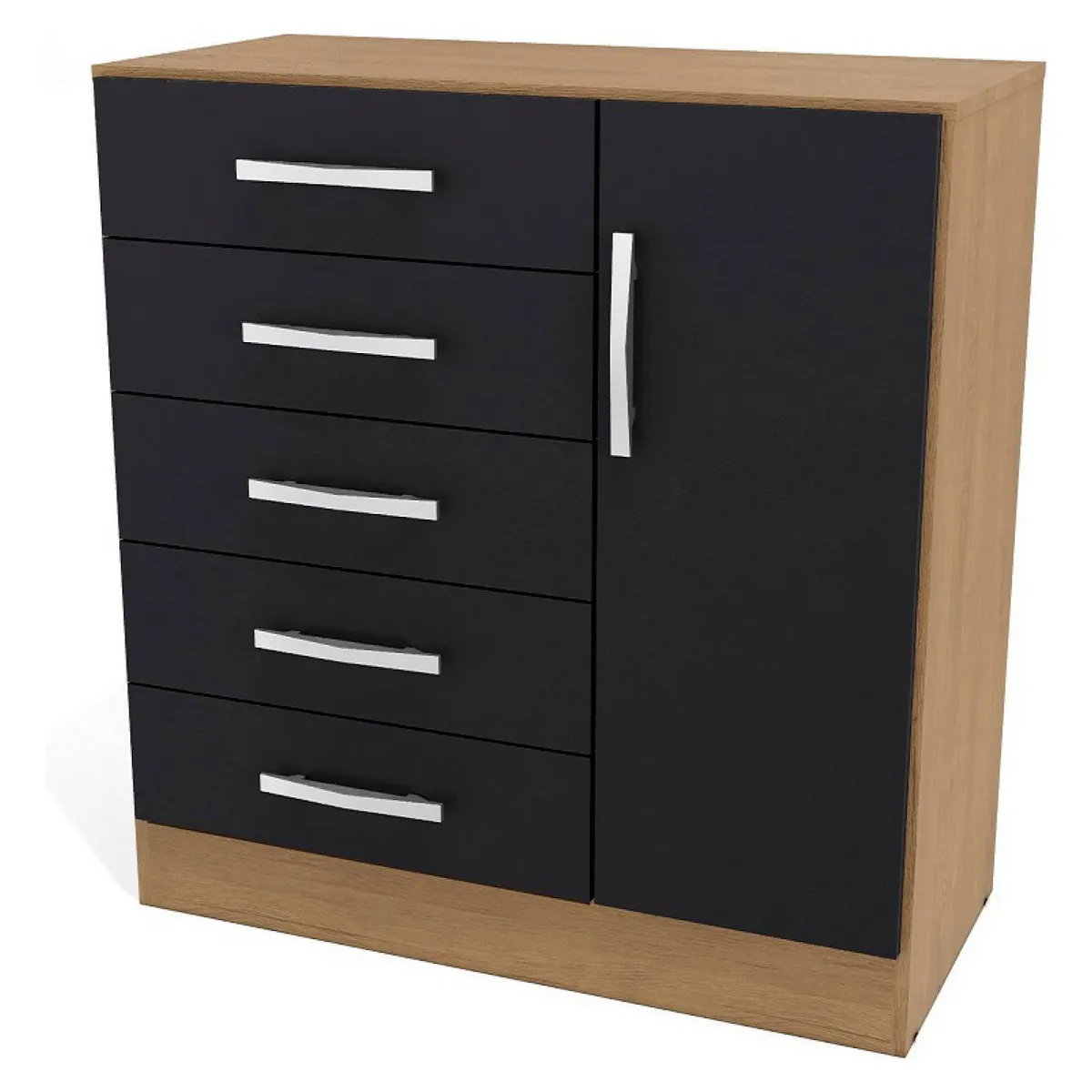 YARDAS - Cómoda Yardas Beatriz Negro / Angelín 5 Cajones 1 Puerta