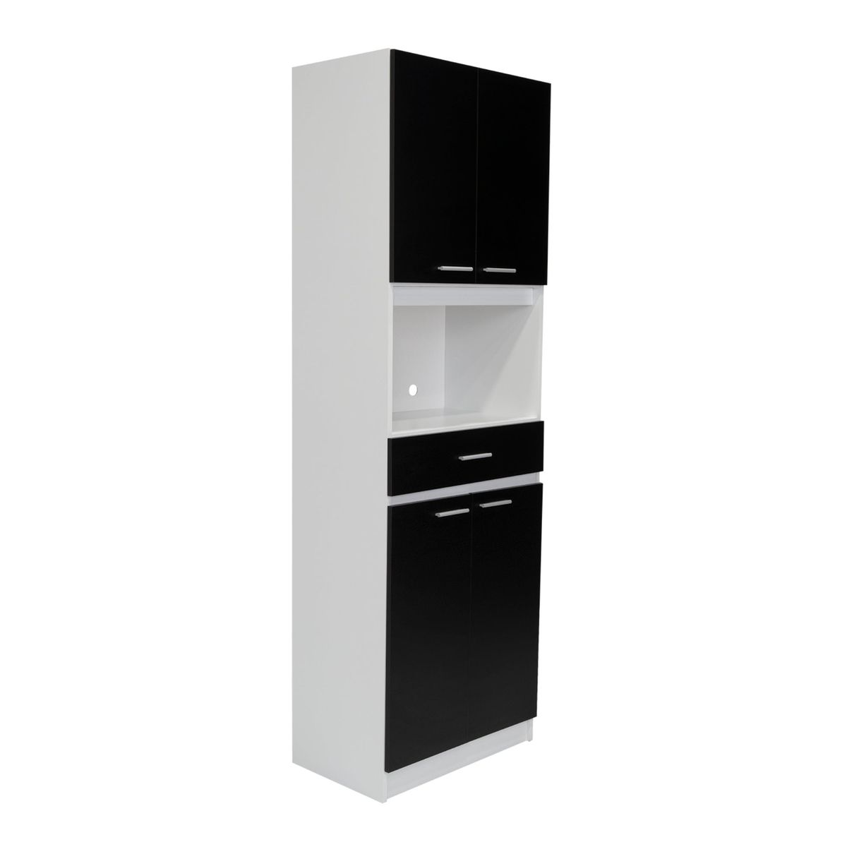 FMFURNITURE - Mueble Microondas 4 Puertas 1 Cajon Blanco 60.9x80x34 cm