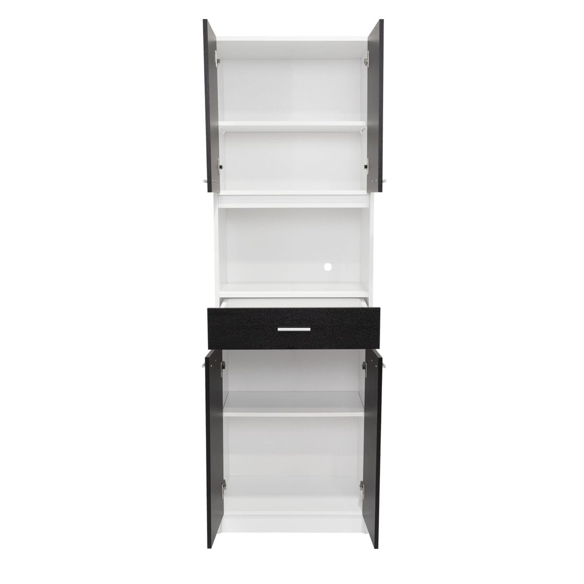 FMFURNITURE - Mueble Microondas 4 Puertas 1 Cajon Blanco 60.9x80x34 cm