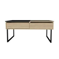 FMFURNITURE - Mesa Funcional Extensible - Café Claro y Negro 57.1x101.5x61.3 cm