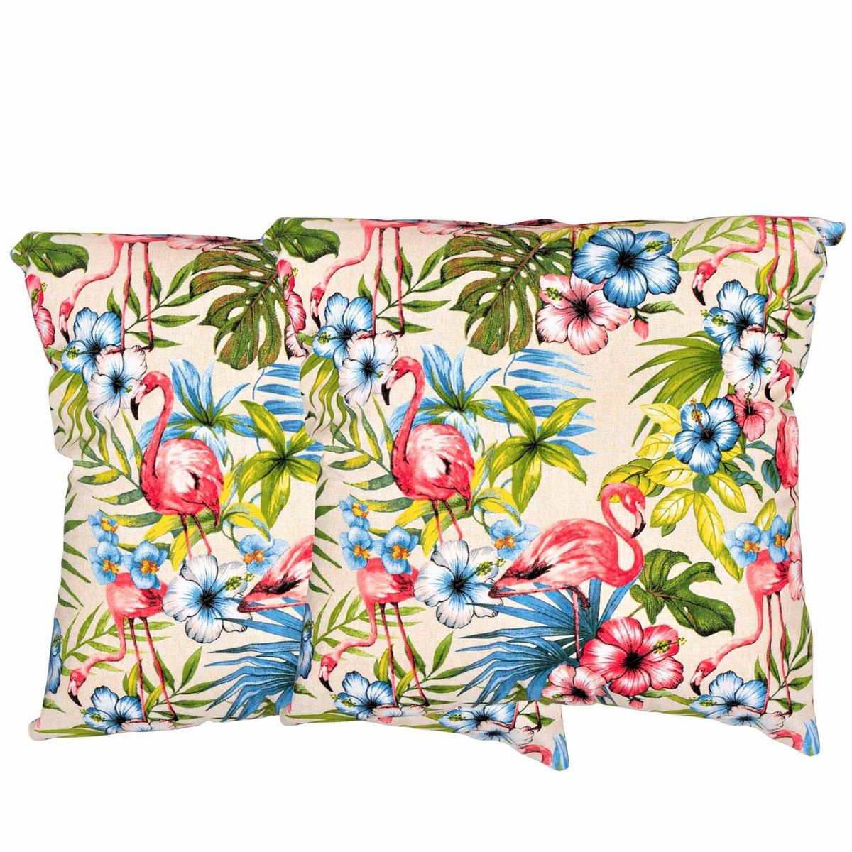 MASEL - Set 2 cojines lona española 50x50 flamingo beige