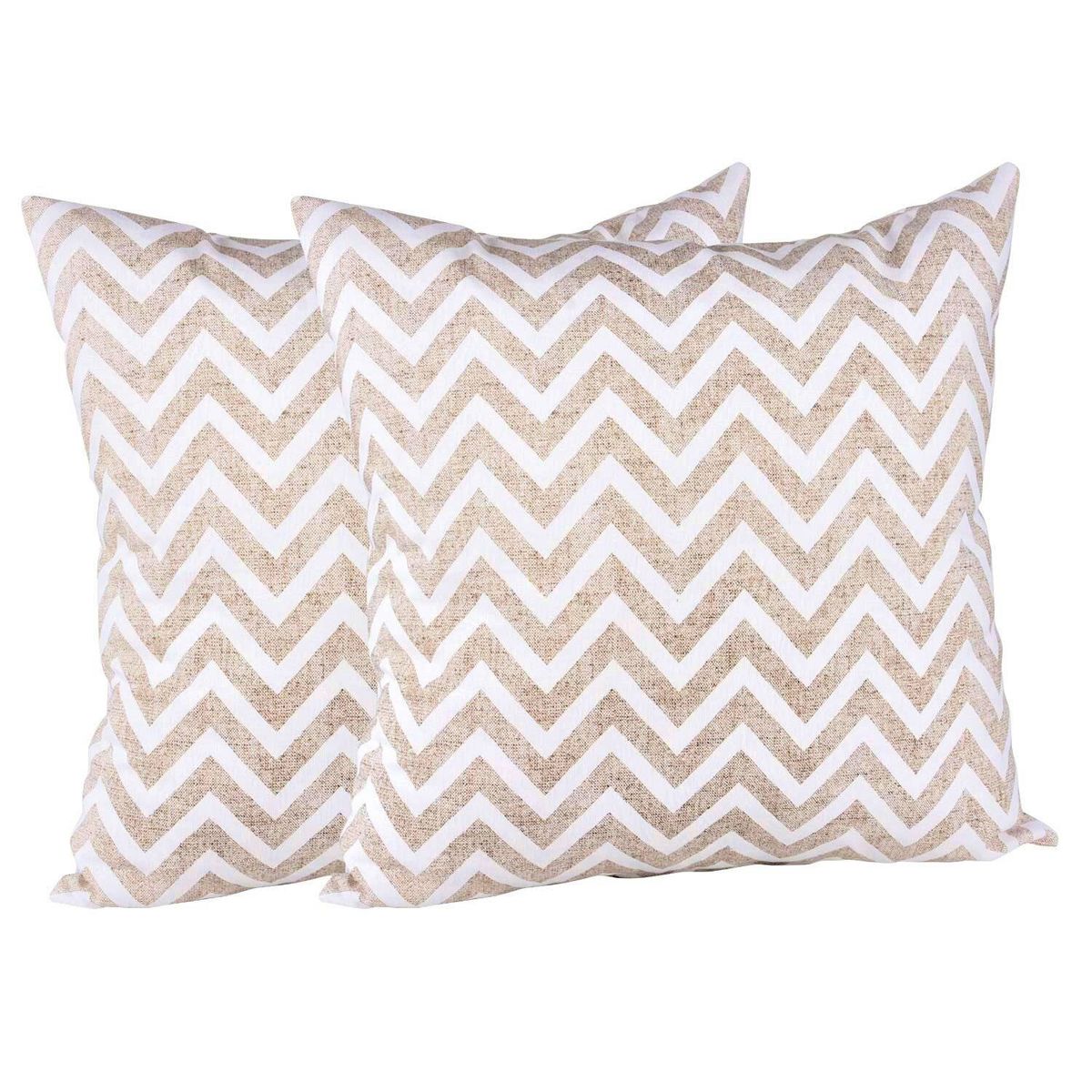 MASEL - Set 2 cojines lona española 50x50  encaje  beige