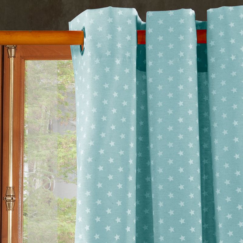 MASEL - Cortina lona estrellitas mini jade 140 x 225