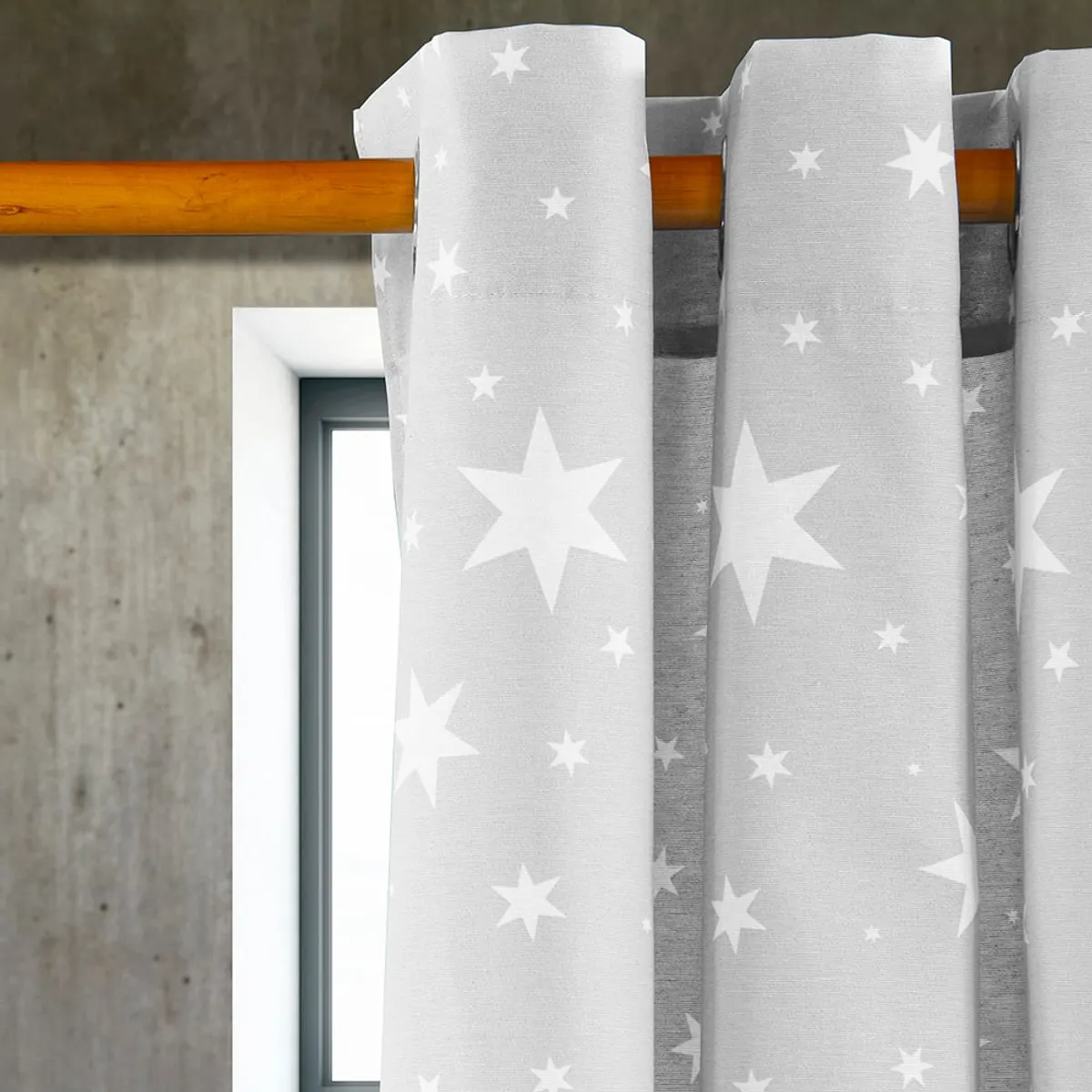 MASEL - Cortina lona  española  estrella  gris  140 x 225