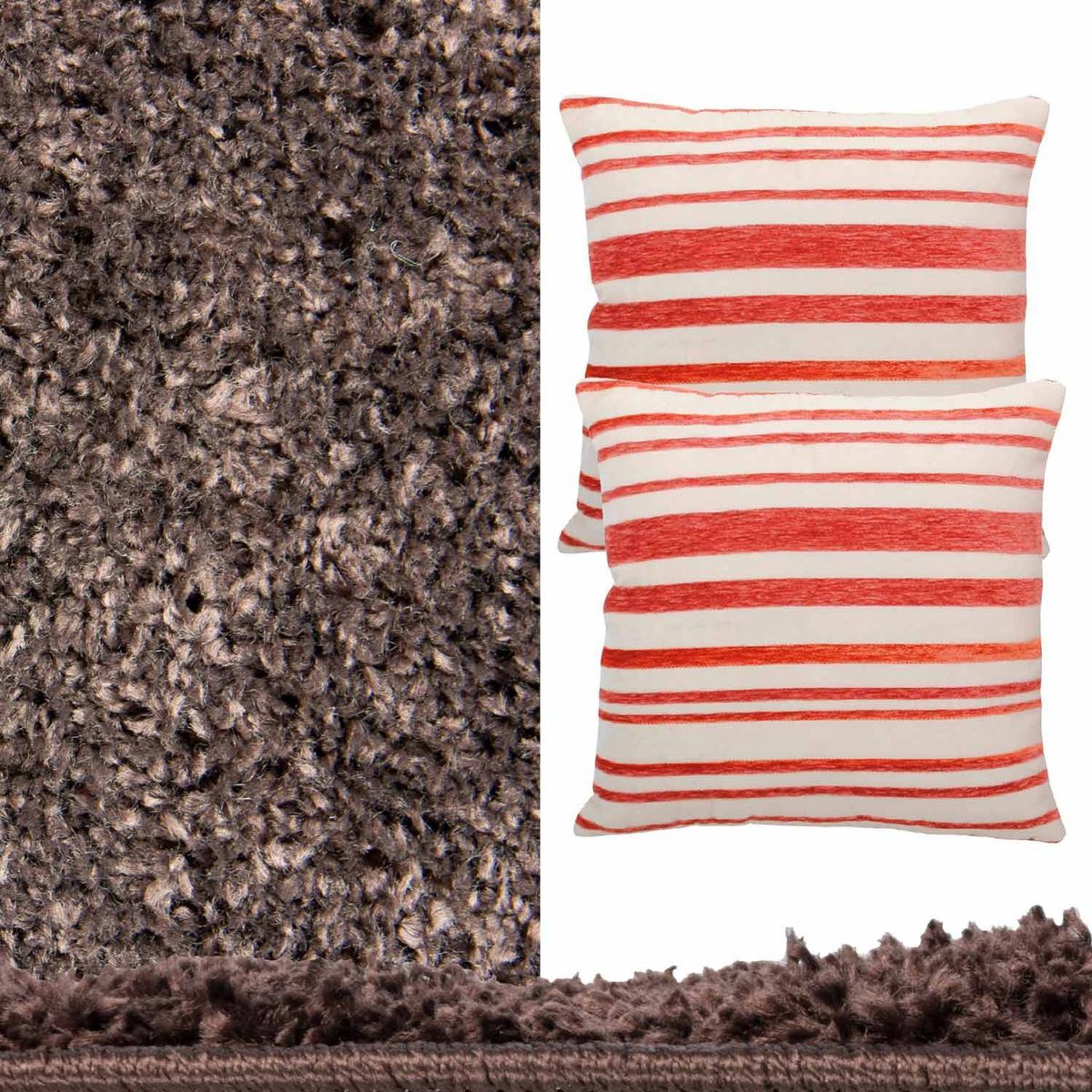 MASEL - Set  alfombra nubia  1.60x230 chocol  2 cojines