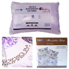 MASEL - Set jgo sabanas 1,5 pl mandala lila 2 almohadas eco