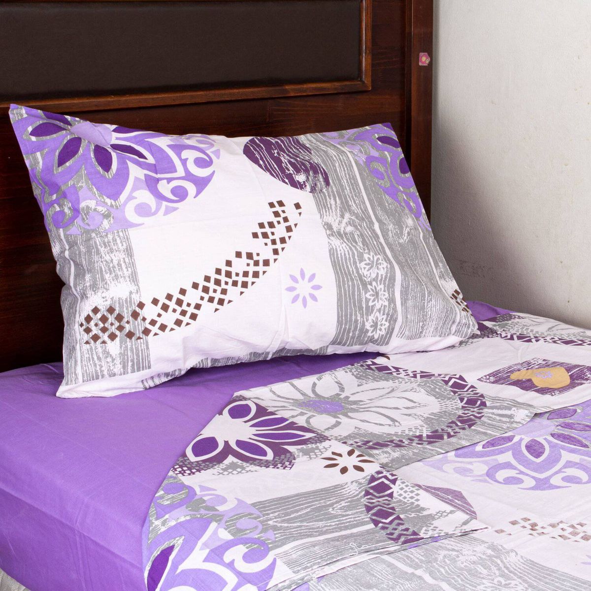 MASEL - Set jgo sabanas  1,5 pl mandala lila  2 almohadas eco