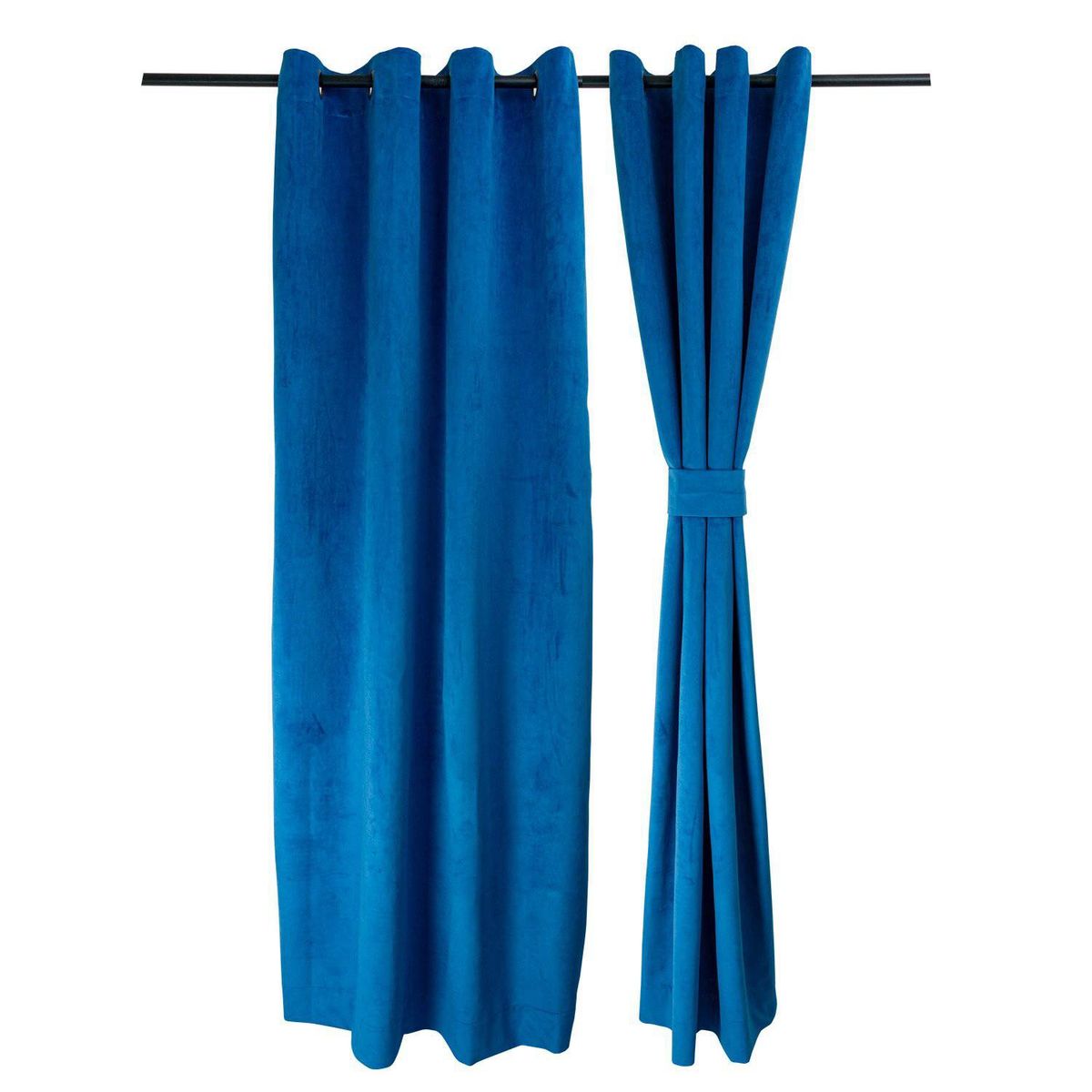 MASEL - Set 2 cortinas argollas new velvet  Azul 140 x 225