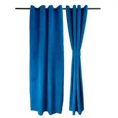 MASEL - Set 2 cortinas argollas new velvet Azul 140 x 225