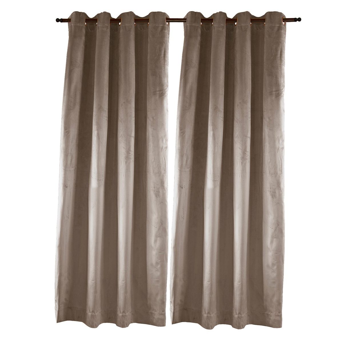 MASEL - Set 2 Cortinas argollas Felpa  new velvet  Beige  140 x 225