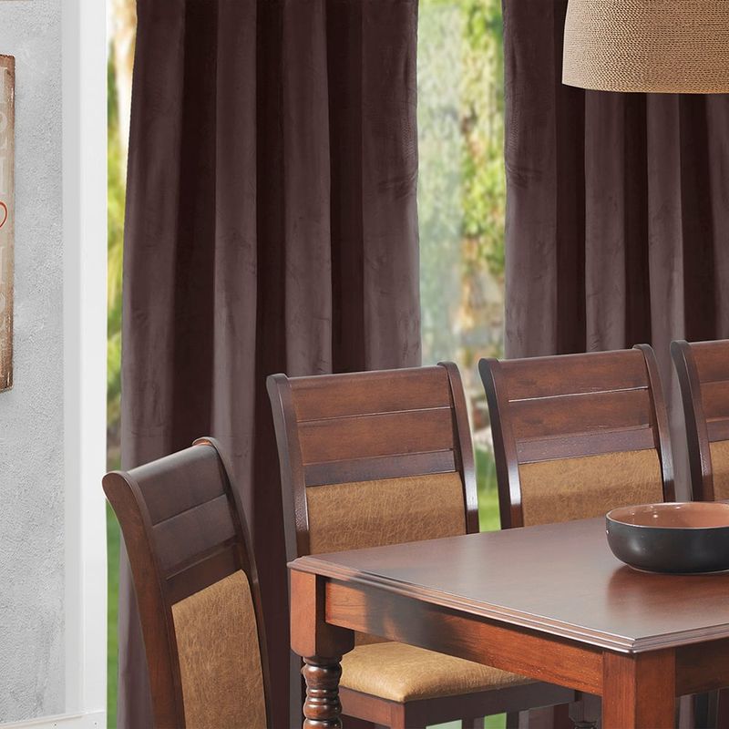 MASEL - Set 2 cortinas argollas new velvet  chocolate 140 x 225