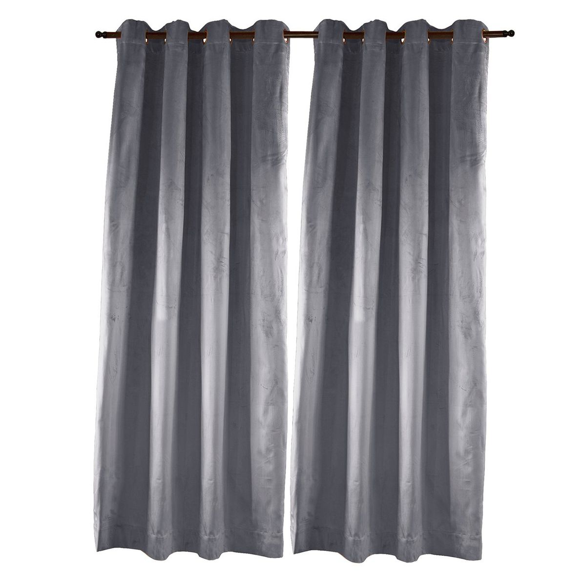 MASEL - Set 2 Cortinas argollas new velvet  Gris  140 x 225