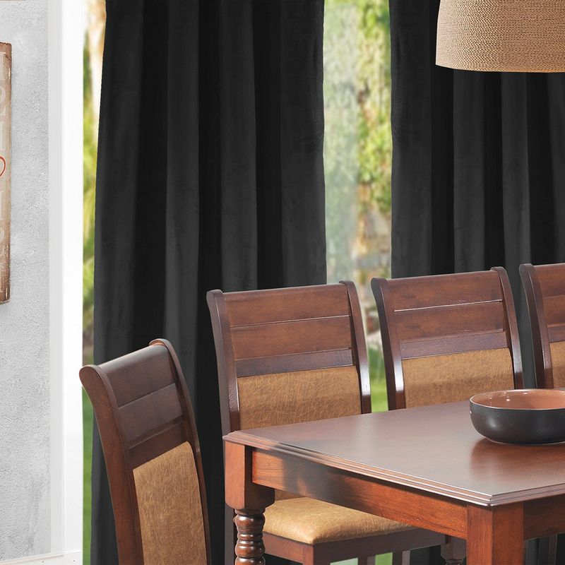 MASEL - Set 2 cortinas argollas new velvet   Negro 140 x 225