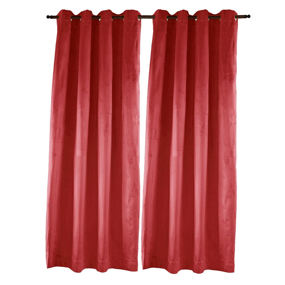 MASEL - Set 2 cortinas argollas new velvet  Rojo140 x 225