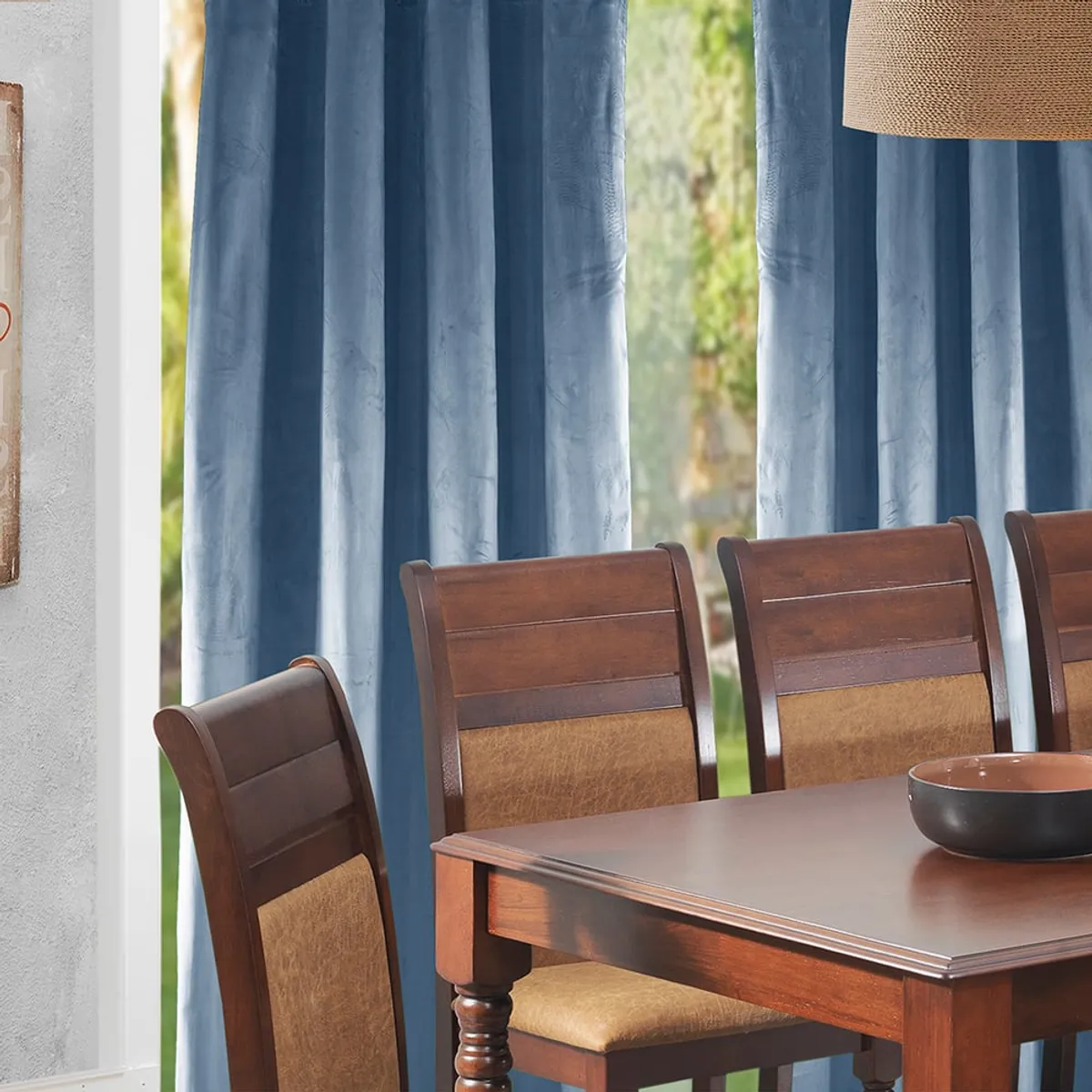 MASEL - Set 2 cortinas argollas new velvet  140 x 225 petroleo