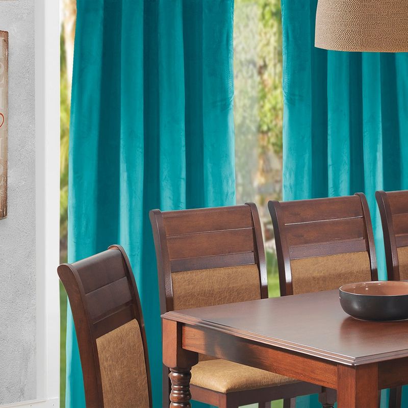 MASEL - Set 2 cortinas argollas new velvet  Turquesa 140 x 225