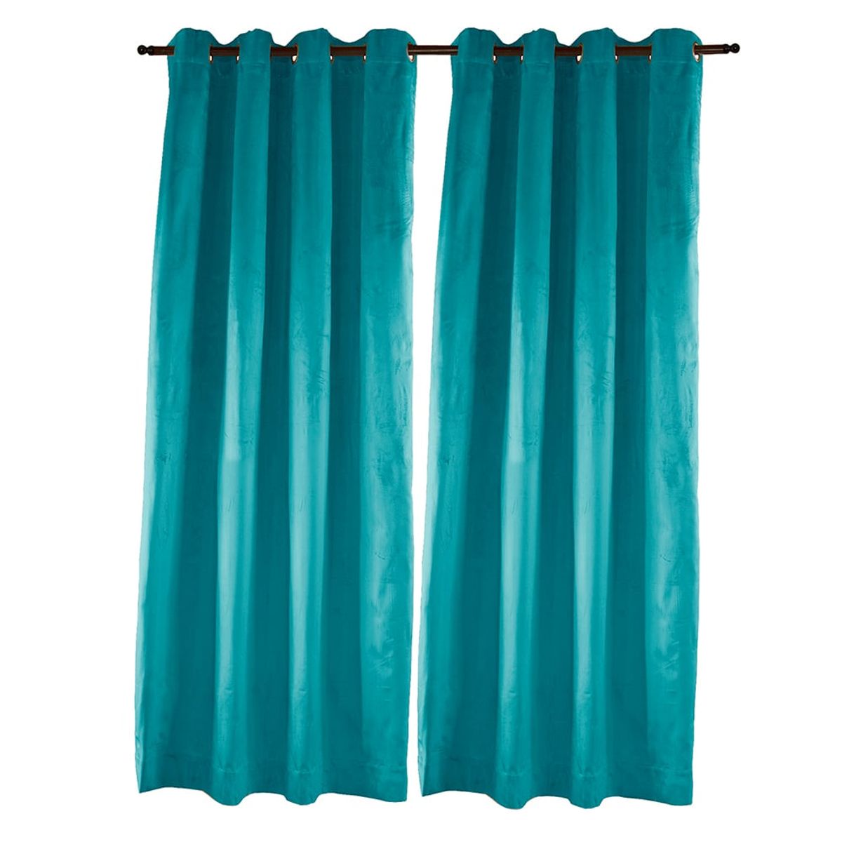 MASEL - Set 2 cortinas argollas new velvet  Turquesa 140 x 225