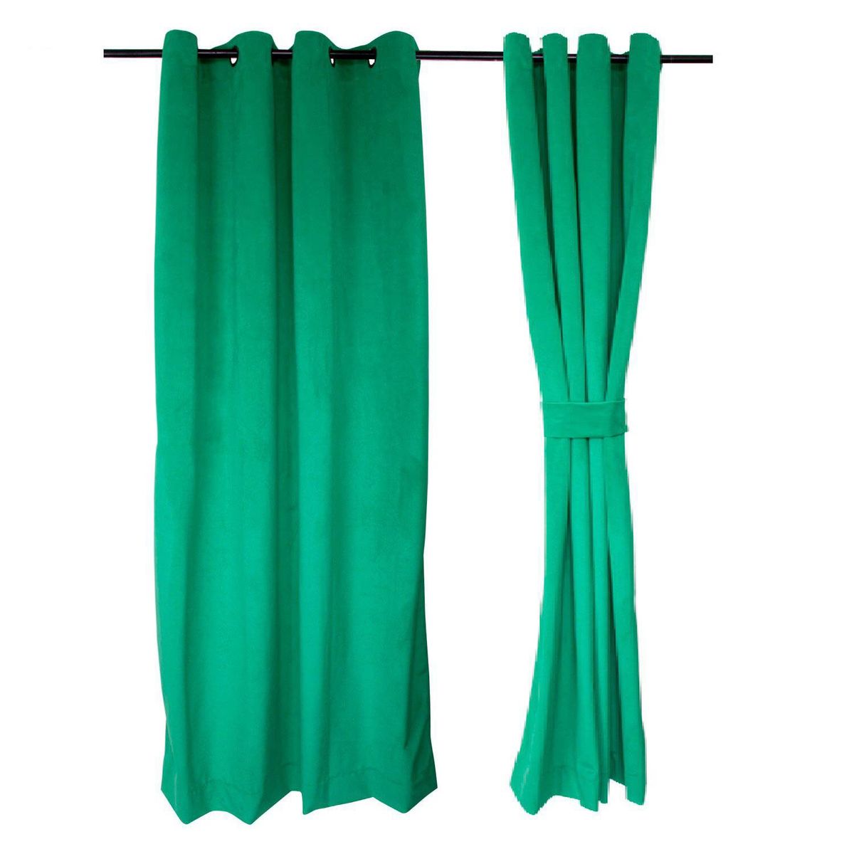 MASEL - Set 2 cortinas argollas new velvet   verde 140 x 225