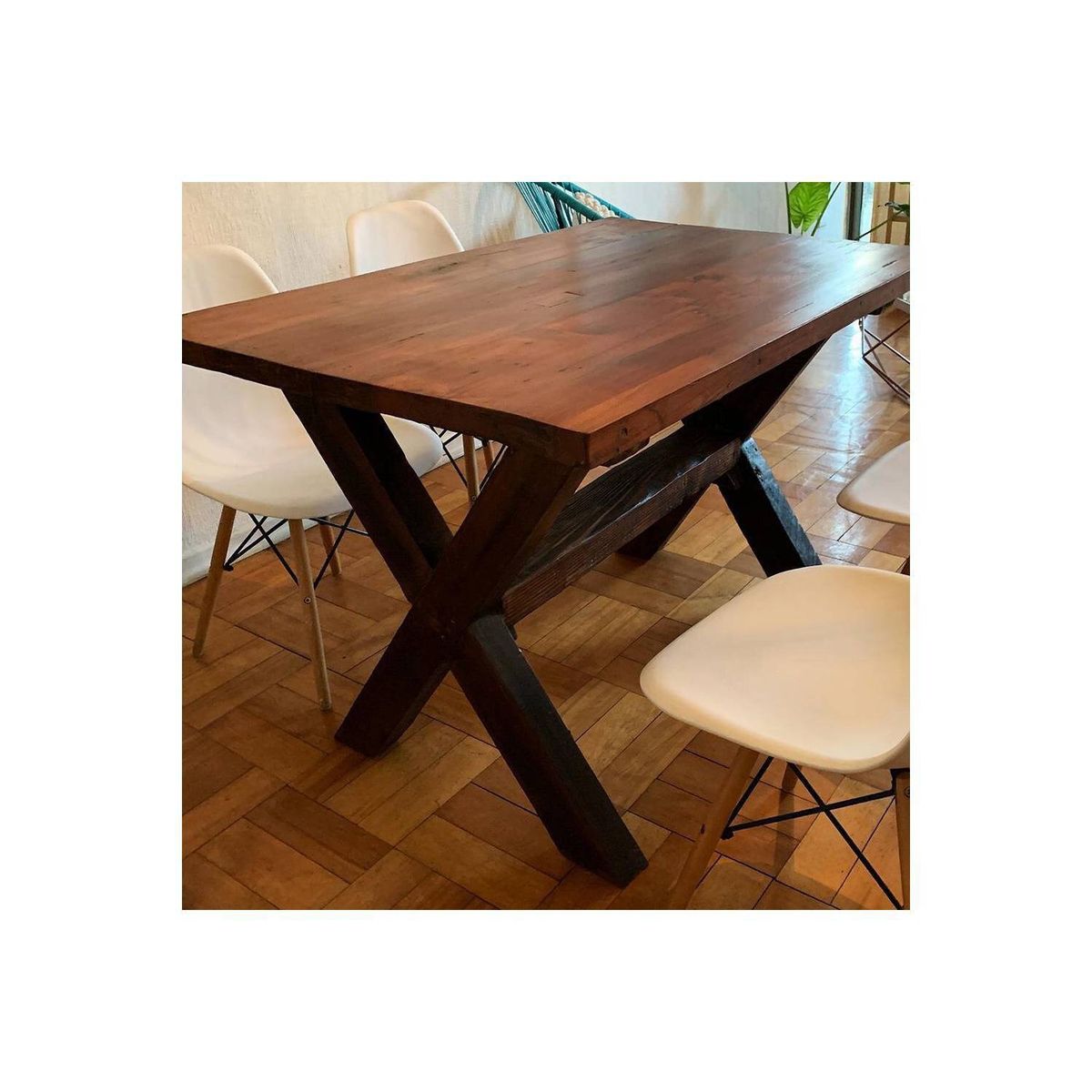 NOWU HOGAR - Mesa comedor roble rojo x 160x90cm