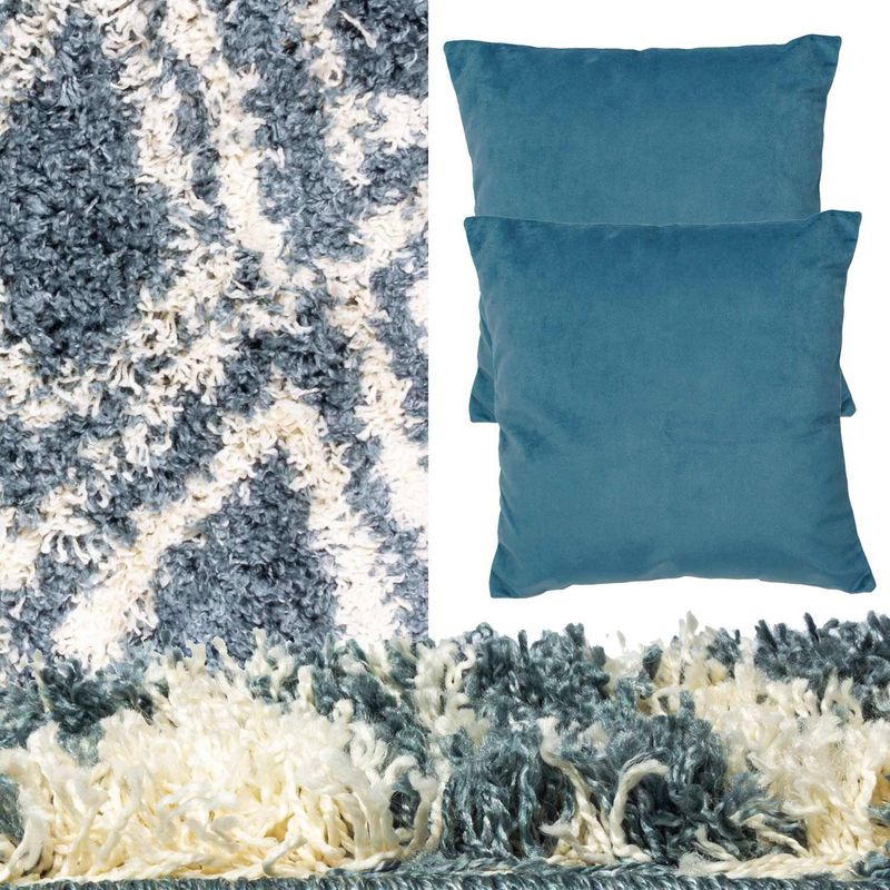 MASEL - Set  alfombra anat  1.60x230 turquesa  2 cojines