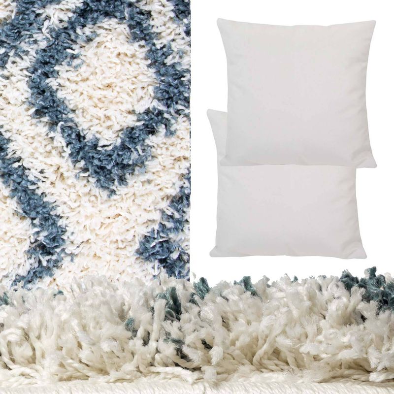 MASEL - Set  alfombra anat1  1.60x230 Blanca   C/2 cojines
