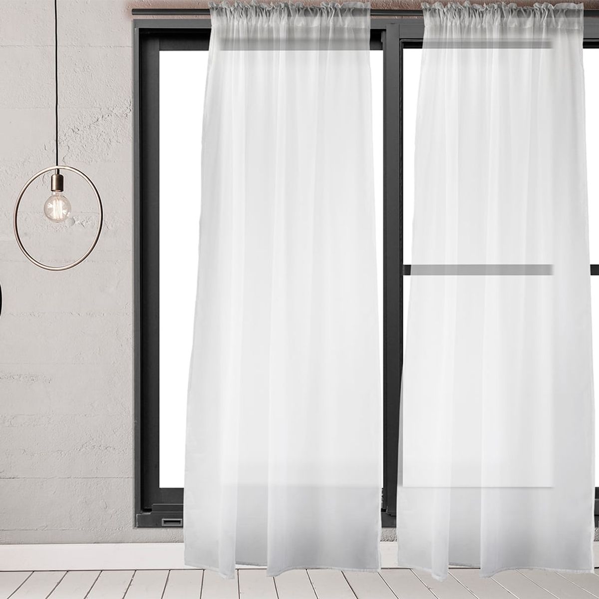 MASEL - Set 2Cortinas  velo  pasatubo 1.40x2.25 blanco