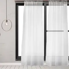 MASEL - Set 2Cortinas velo pasatubo 1.40x2.25 blanco