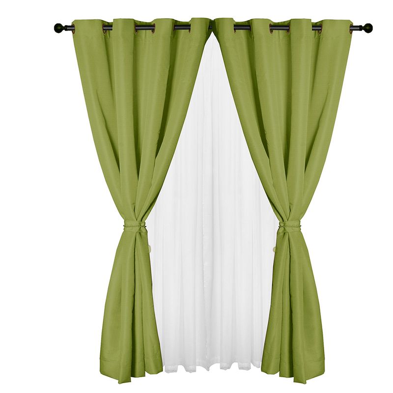 MASEL - Cortina set yasmin 8 piezas 1.40 x 2.25 pistacho