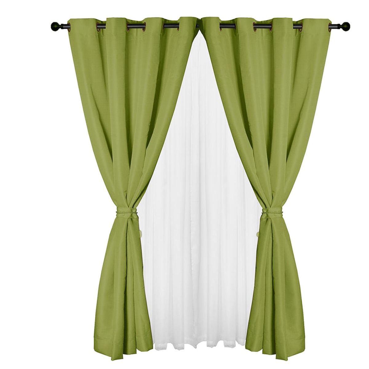 MASEL - Cortina set yasmin 8 piezas 1.40 x 2.25 pistacho