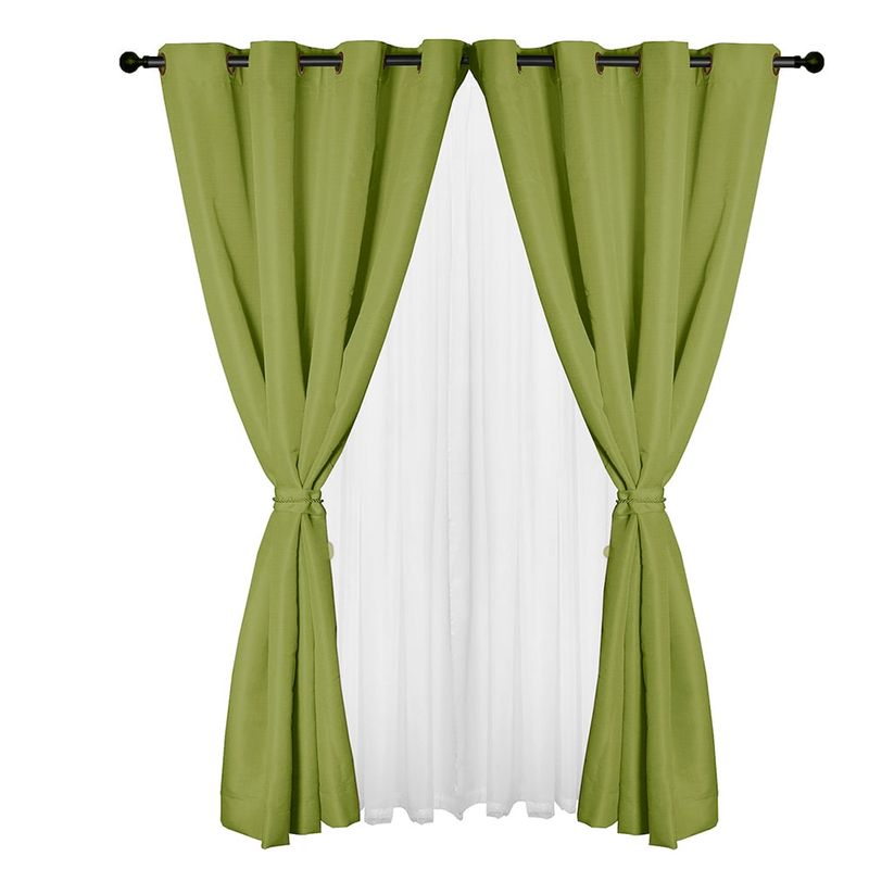 MASEL - Cortina set yasmin 8 piezas 1.40 x 2.25 pistacho
