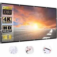 KUANGYE - Pantalla Para Proyector Portatil 120 Pulgadas Hd 16:9 Proyección