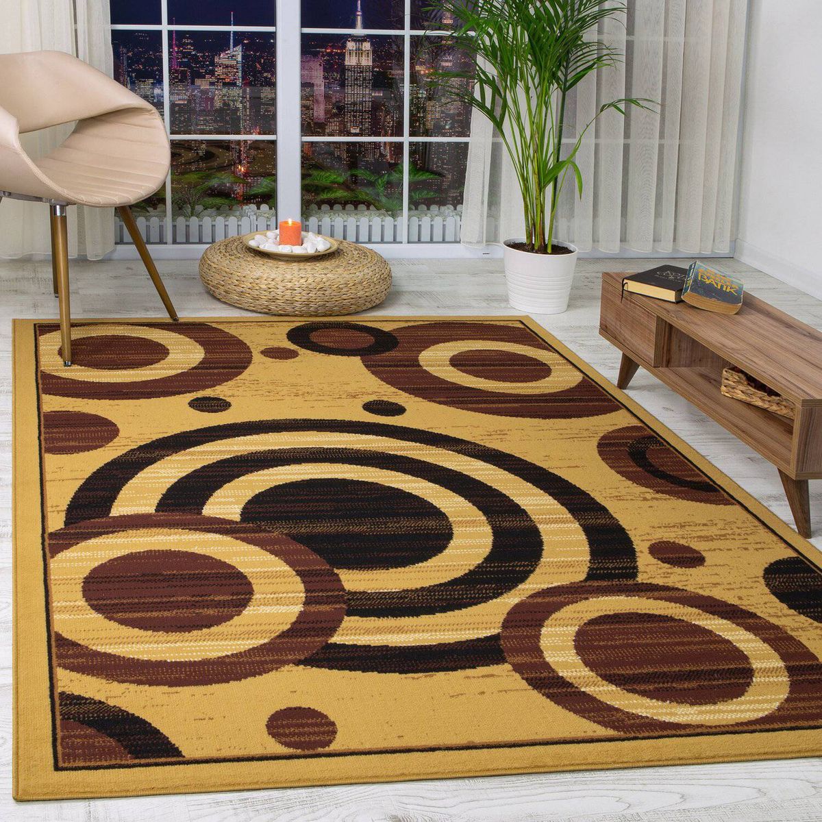 MODA ALFOMBRAS - ALFOMBRA KASHAN KING BEIGE 123 cm x 185 cm