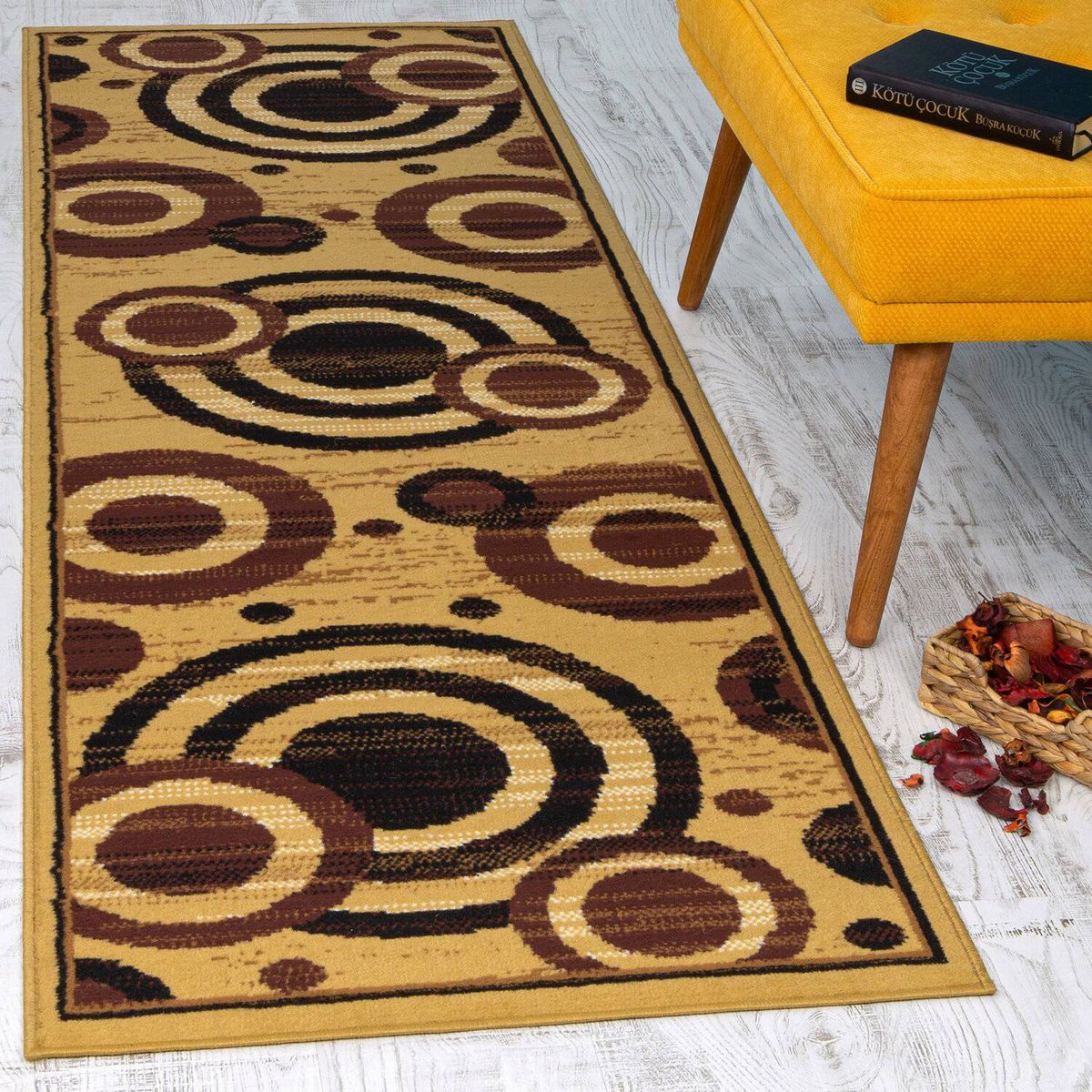 MODA ALFOMBRAS - ALFOMBRA PASILLO KASHAN KING BEIGE 66 cm x 430 cm