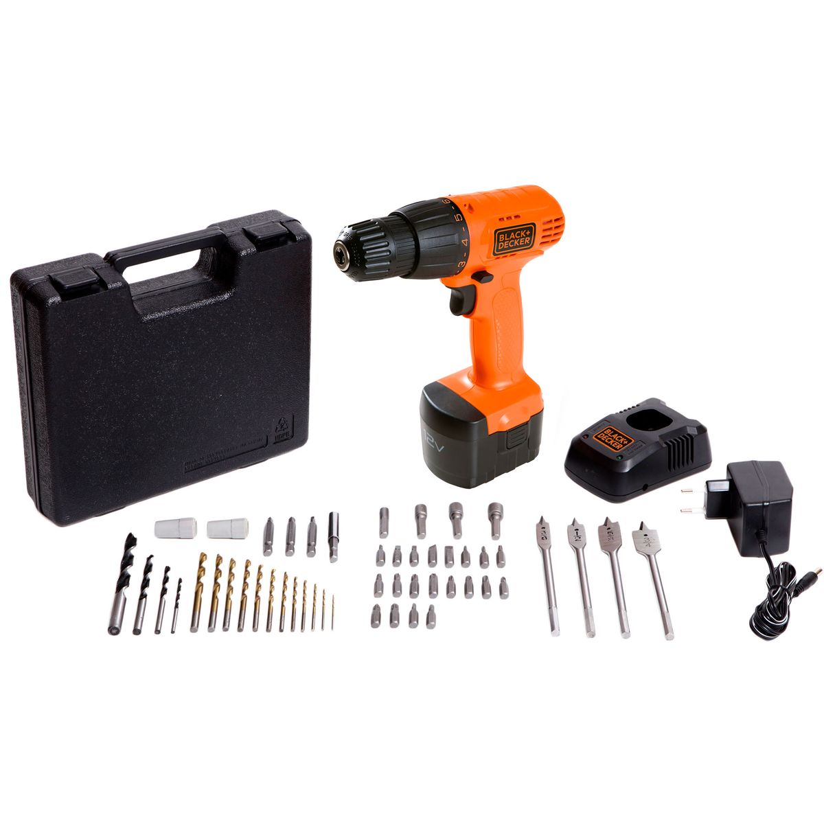 BLACK+DECKER - Taladro atornillador 12V + 50 Accesorios BLACK+DECKER 