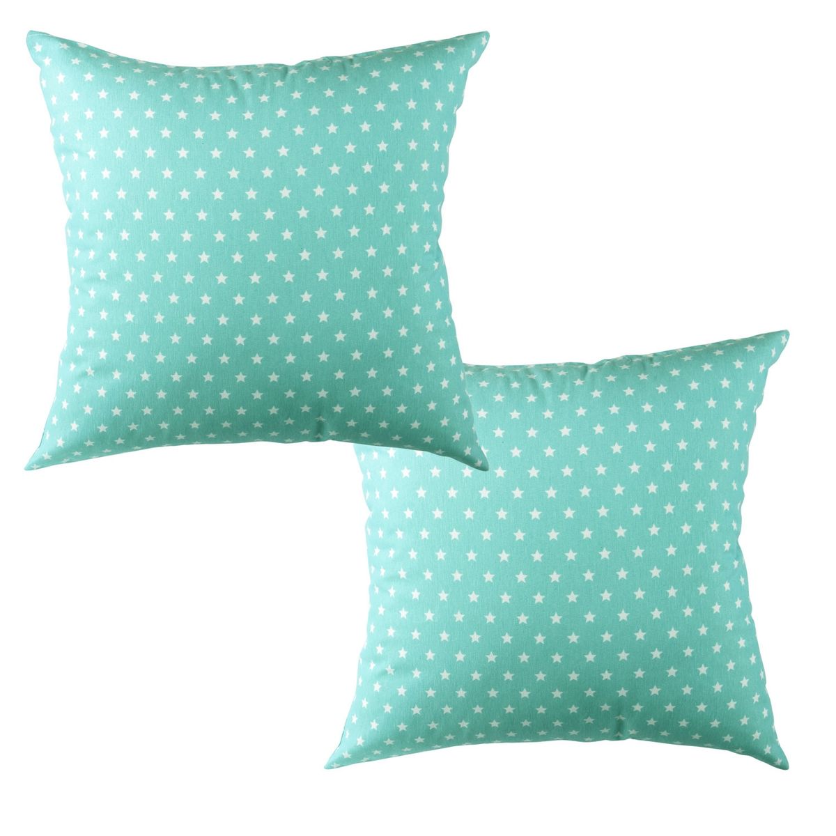 MASEL - Set  2 cojines lona mini estrellitas  turquesa 50x50