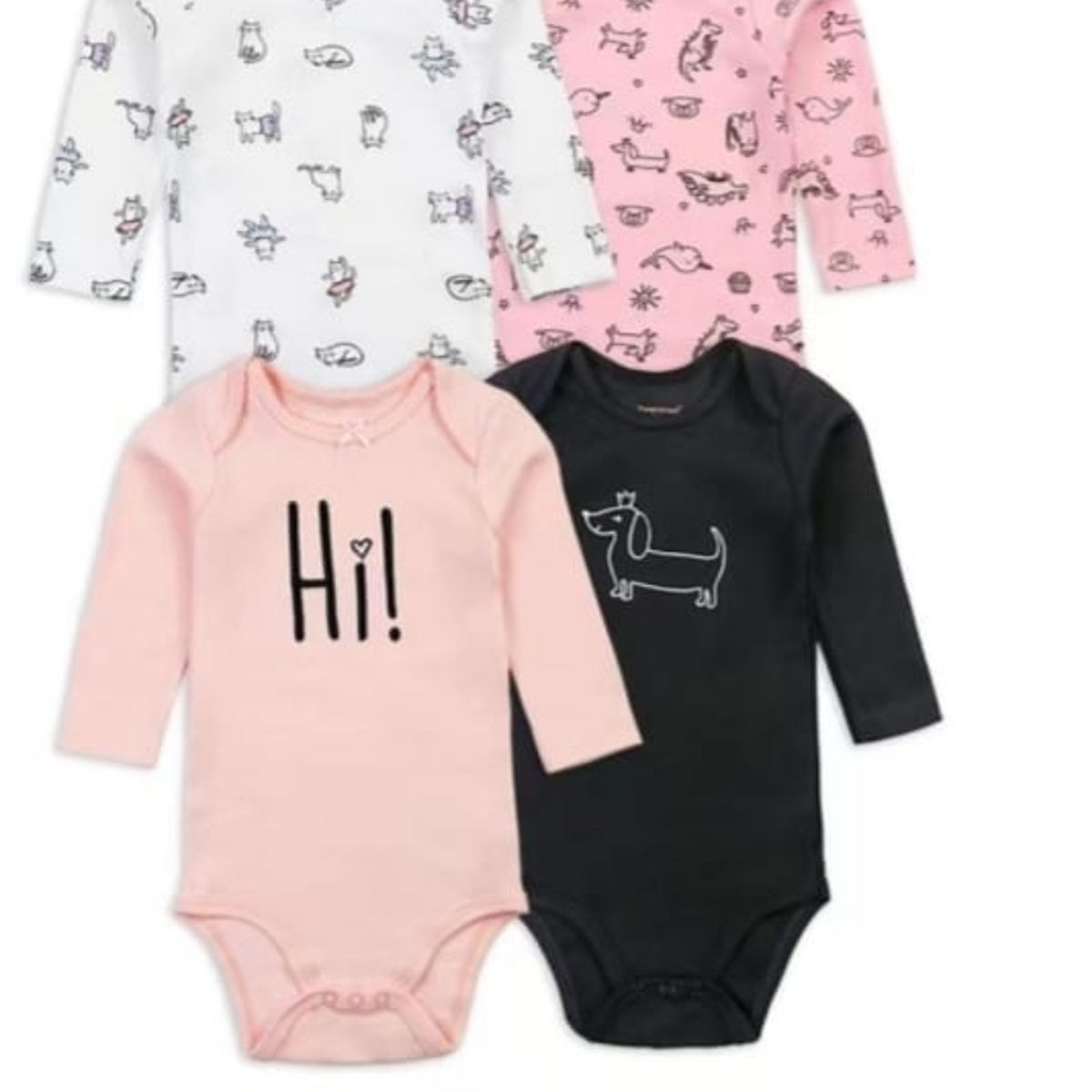 TEDMIMAK - Pack 4 Body bebe manga larga niña 100% algodon