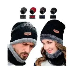 EVERSO - Pack 3 Gorro Invierno De Lana Con Interior De Chiporro + Cuello