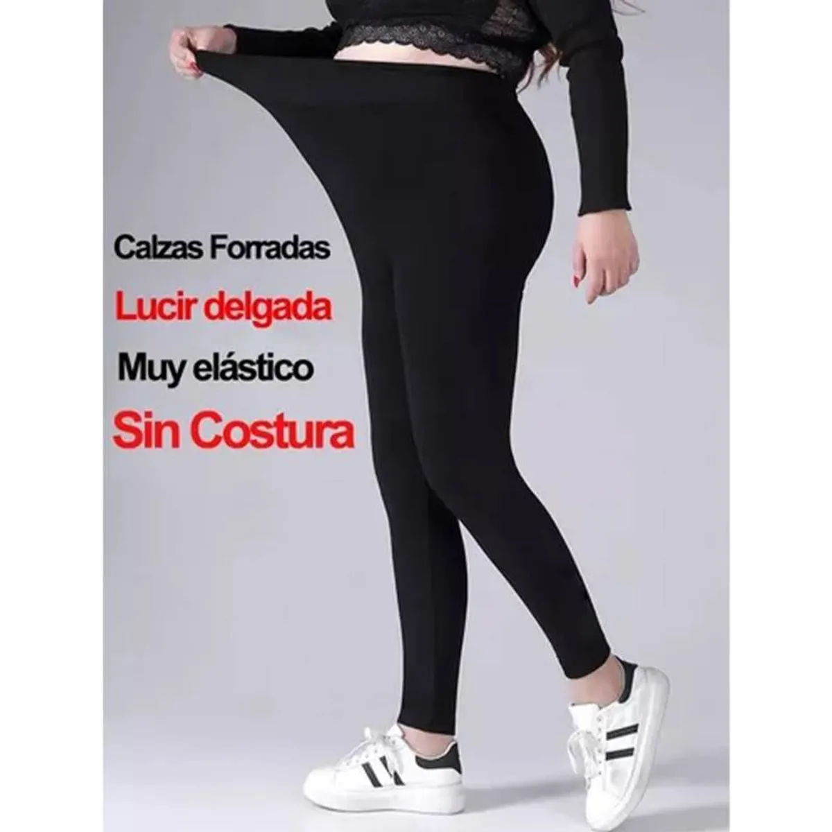 EVERSO - Pack 2 Calzas Polar Sin Costura Mujer. Tiro Largo Con Faja