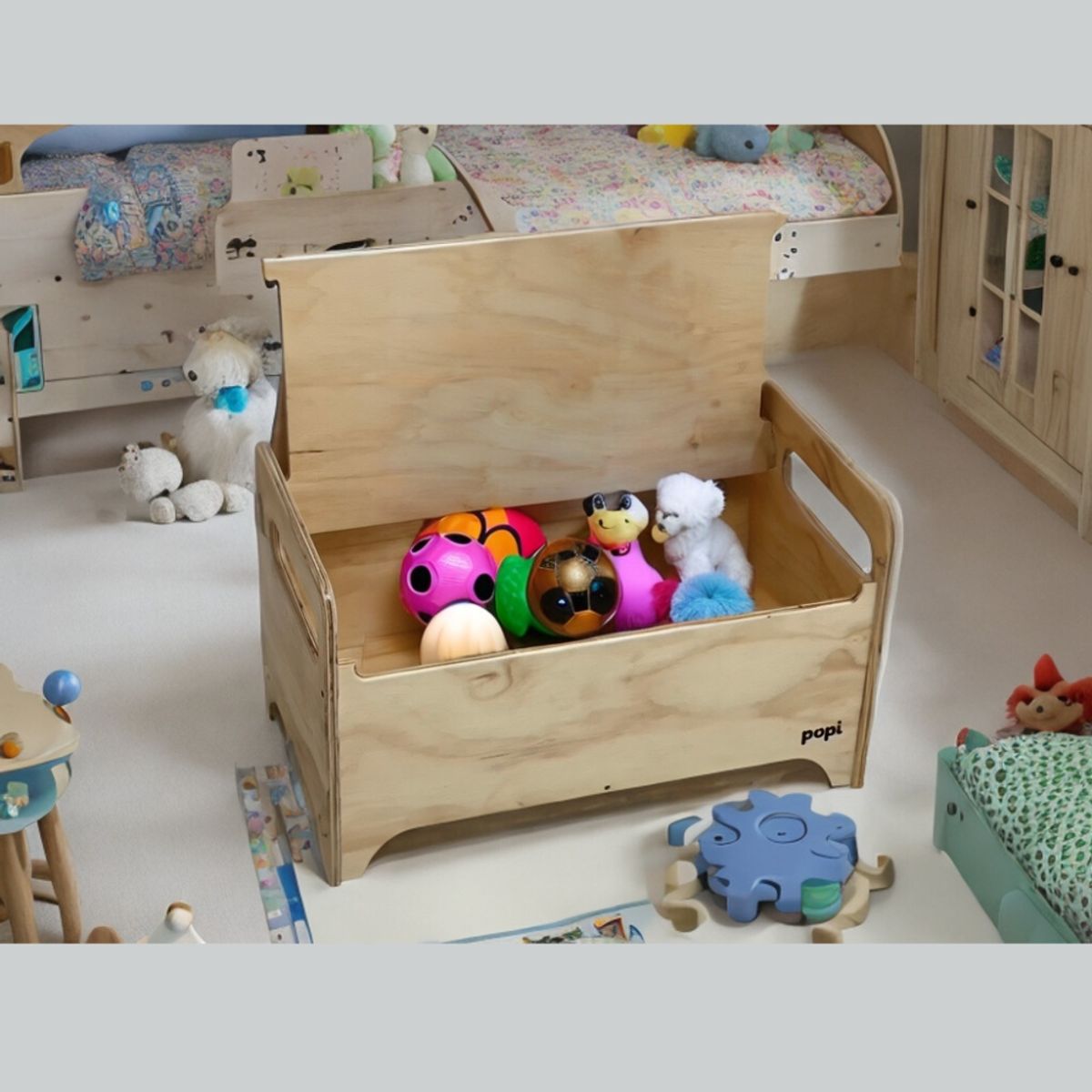 ENTORNO ESTUDIOS - Baúl De Juguetes Asiento Infantil Madera POPI