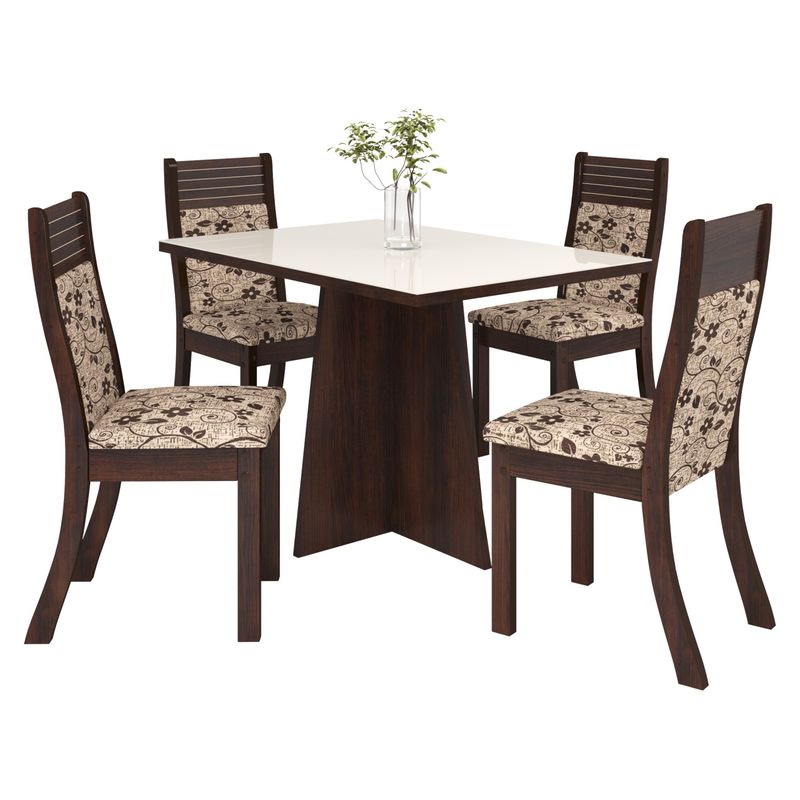ALTAVISION - Juego de Comedor 4 Sillas Sevilha  Choco/Figo Flor Altavision