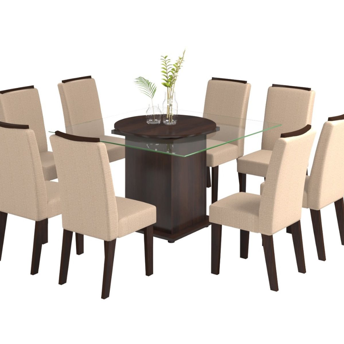 ALTAVISION - Juego de Comedor Jana 8 Sillas Choco/Lino Café Altavision