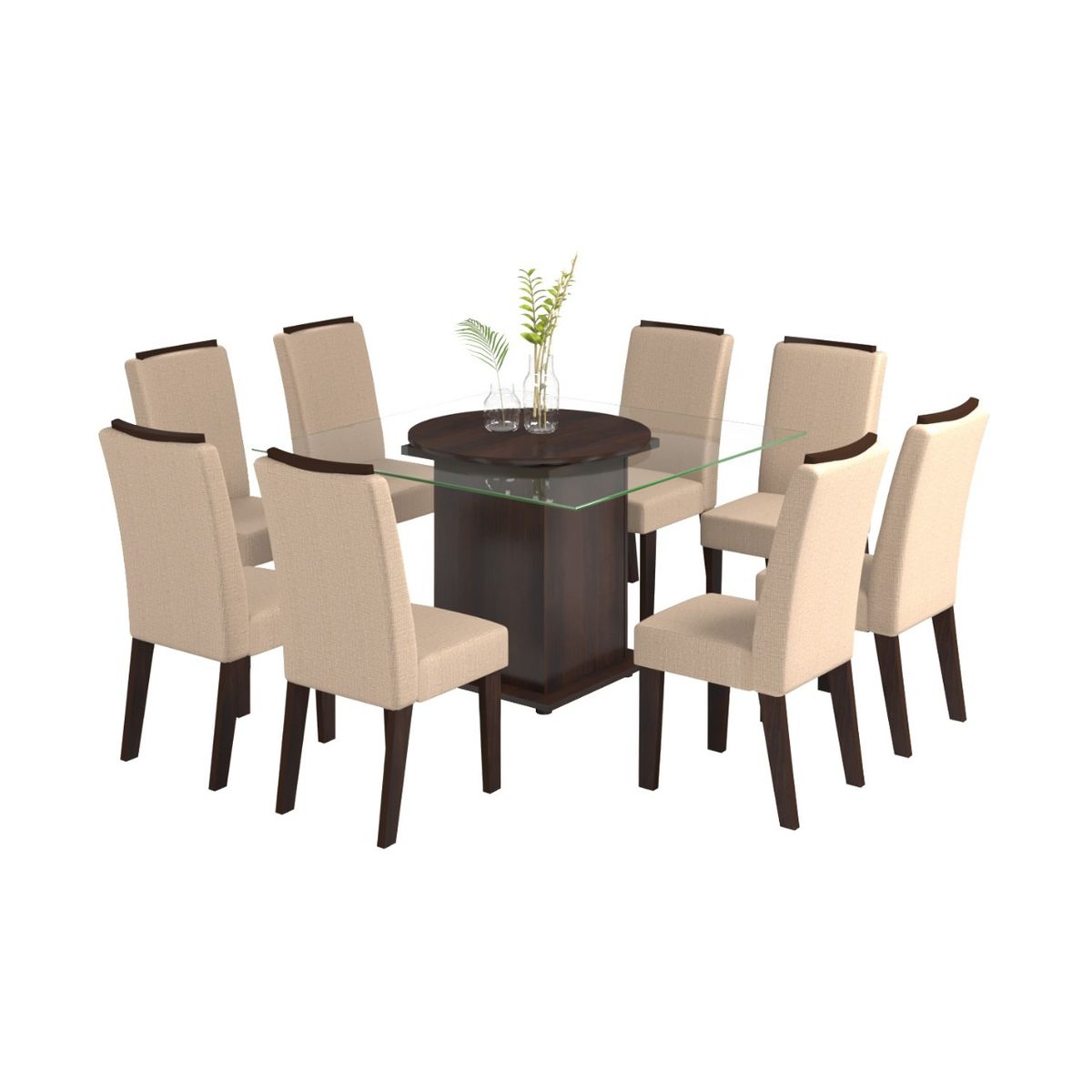 ALTAVISION - Juego de Comedor Jana 8 Sillas Choco/Lino Café Altavision