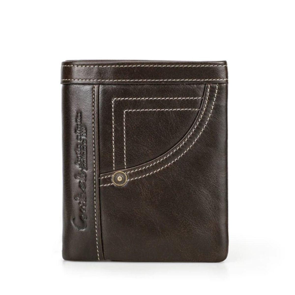 CONTACT - Billetera De Cuero Marca Contacts Modelo M1322 Color Café Oscuro