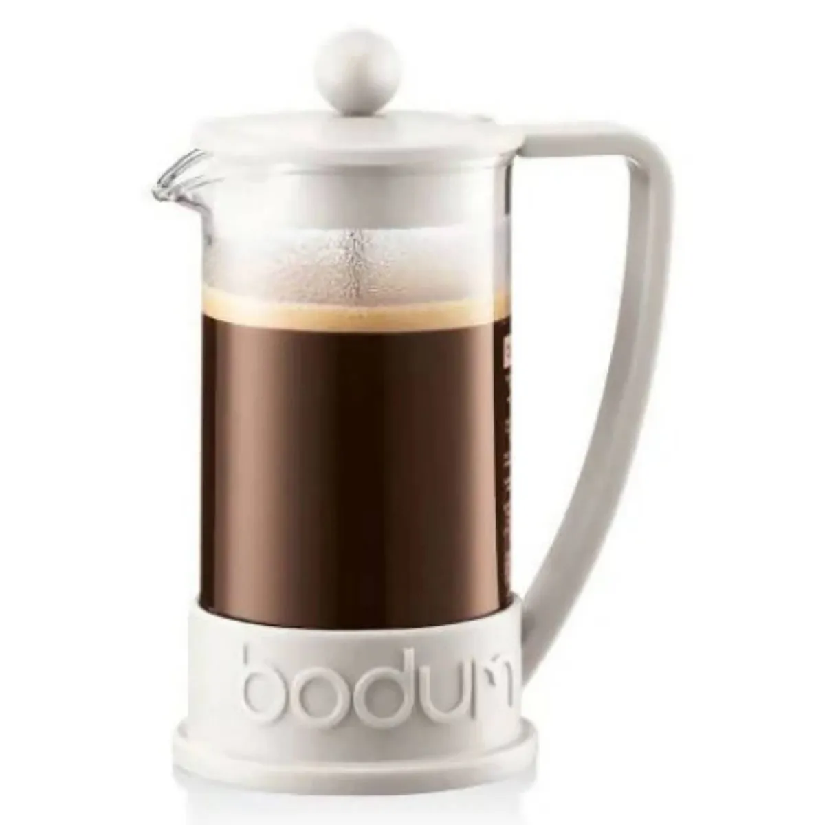 BODUM - Cafetera Prensa Francesa Bodum Brazil 0,35 Lts – Vidrio Borosilicato y Filtro de Acero Inoxidable. Color Blanco